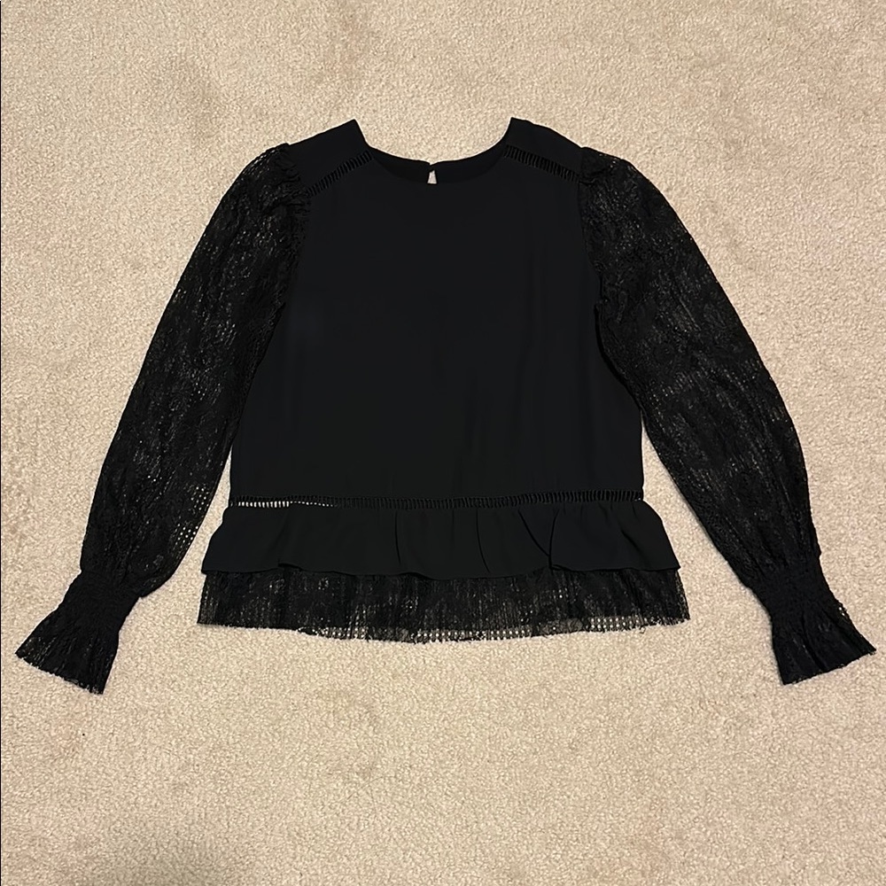 Elegant Black Lace Sleeve Women's Top